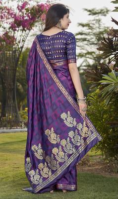 Stunning Purple Color Party Wear Silk Saree 4
