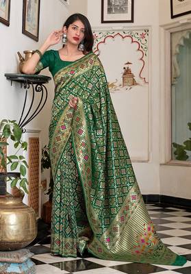 Dark Green Color Festival Banarasi Silk Traditional Saree 1
