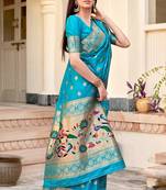 Light blue Color Banarasi Soft Silk Designer Traditional Saree