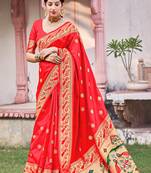 Traditional Woven Red Color Banarasi Silk Saree