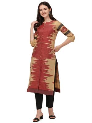 Red printed viscose long-kurtis 1