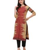 Red printed viscose long-kurtis