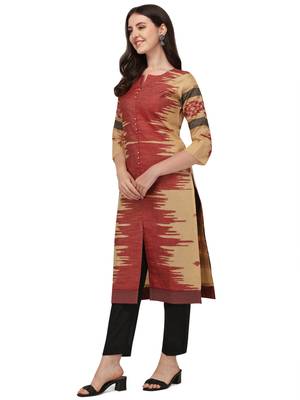 Red printed viscose long-kurtis 2