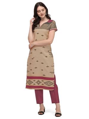 Brown printed viscose long-kurtis 2
