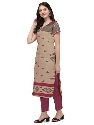 Brown printed viscose long-kurtis 3