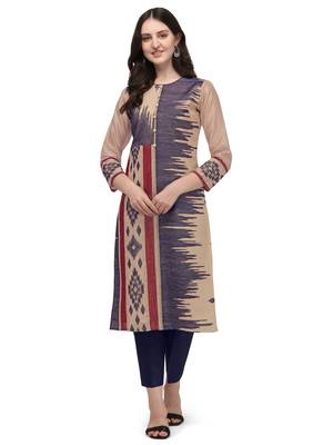 Grey printed viscose long-kurtis 1
