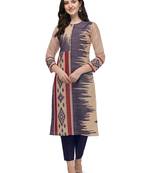 Grey printed viscose long-kurtis