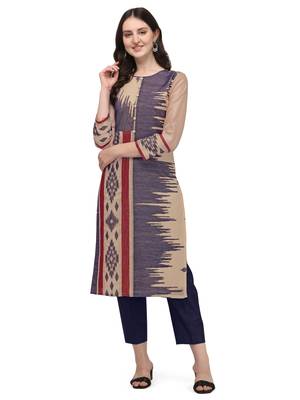 Grey printed viscose long-kurtis 2