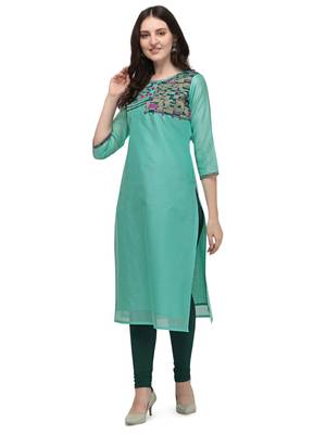 Light-blue woven viscose long-kurtis 1