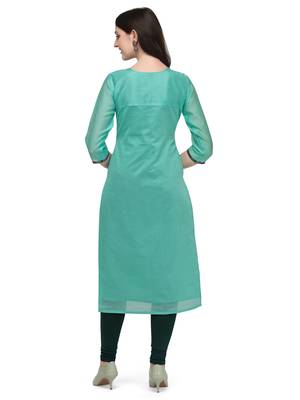 Light-blue woven viscose long-kurtis 2