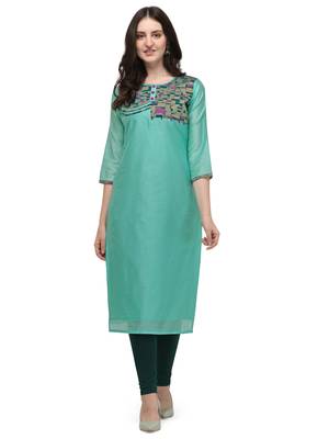 Light-blue woven viscose long-kurtis 3