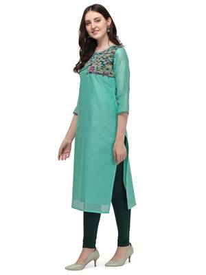 Light-blue woven viscose long-kurtis 4