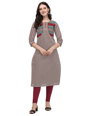 Grey woven viscose long-kurtis 1