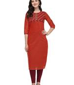 Dark-orange woven viscose long-kurtis