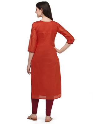 Dark-orange woven viscose long-kurtis 4