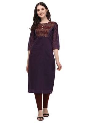 Purple woven viscose long-kurtis 1