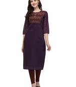 Purple woven viscose long-kurtis
