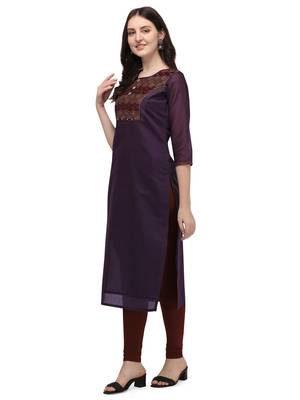 Purple woven viscose long-kurtis 2
