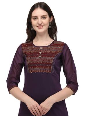 Purple woven viscose long-kurtis 3