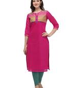 Dark-pink woven viscose long-kurtis