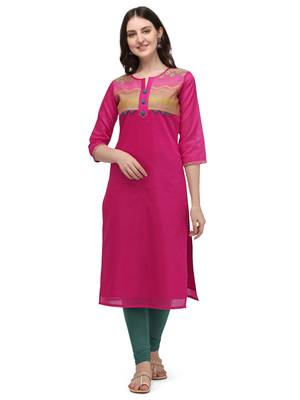 Dark-pink woven viscose long-kurtis 2