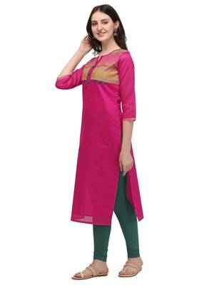 Dark-pink woven viscose long-kurtis 3