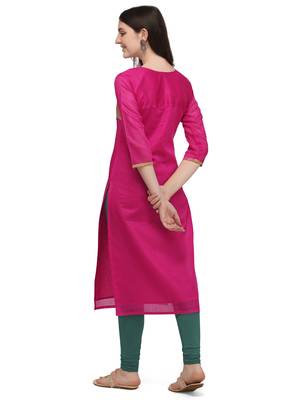 Dark-pink woven viscose long-kurtis 4