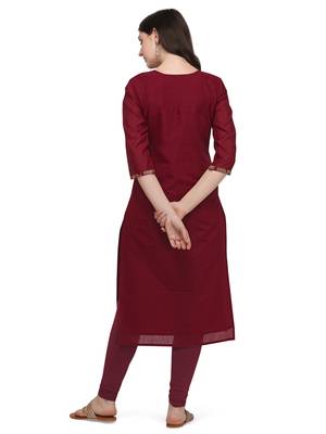 Maroon woven viscose long-kurtis 4
