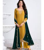  Sonam Bajwa Yellow And Green Traditional Embroidered Salwar Kameez