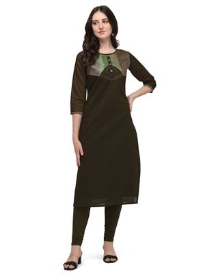 Dark green woven viscose long-kurtis 2