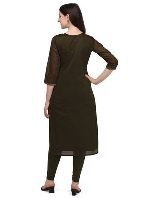 Dark green woven viscose long-kurtis 4