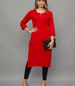 Ethnava Women's Lucknowi Chikankari Hand Embroidered Rayon Straight Kurta