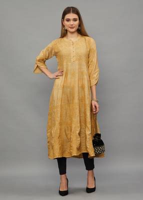 Ethnava Women's Chikankari Hand Embroidered Apple Silk Anarkali Kurta 1