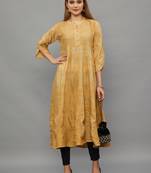 Ethnava Women's Chikankari Hand Embroidered Apple Silk Anarkali Kurta