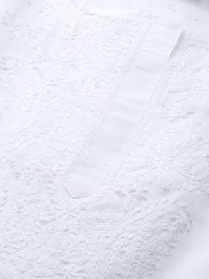 Hand Embroidered White Cotton Lucknow Chikankari Women Kurta 8