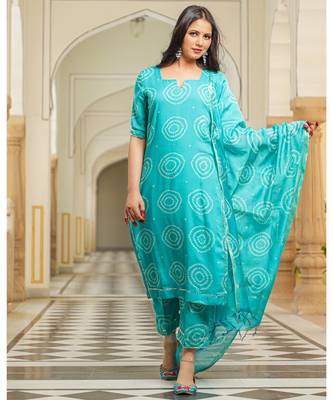 Teal Modal Bandhani Suit Set 3