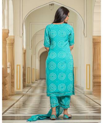 Teal Modal Bandhani Suit Set 4