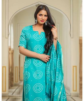 Teal Modal Bandhani Suit Set 5