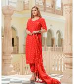 Red Modal Bandhani Suit Set