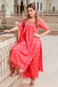 Coral Modal Bandhani Suit Set
