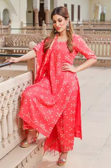 Coral Modal Bandhani Suit Set