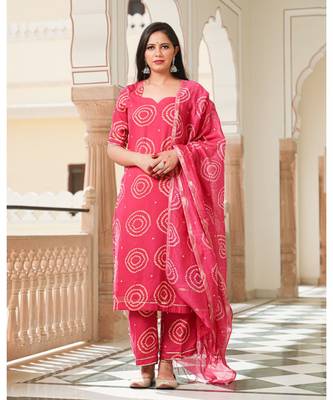 Magenta Modal Bandhani Suit Set 1