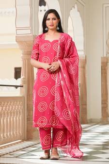 Magenta Modal Bandhani Suit Set