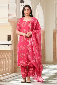 Magenta Modal Bandhani Suit Set