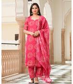 Magenta Modal Bandhani Suit Set