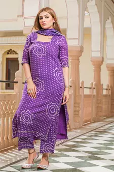 Voilet Modal Bandhani Suit Set