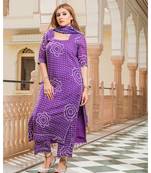 Voilet Modal Bandhani Suit Set