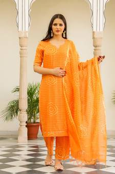 Orange Modal Bandhani Suit Set