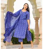 Royal Blue Modal Bandhani Suit Set