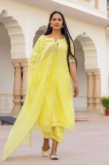 Yellow Modal Bandhani Suit Set